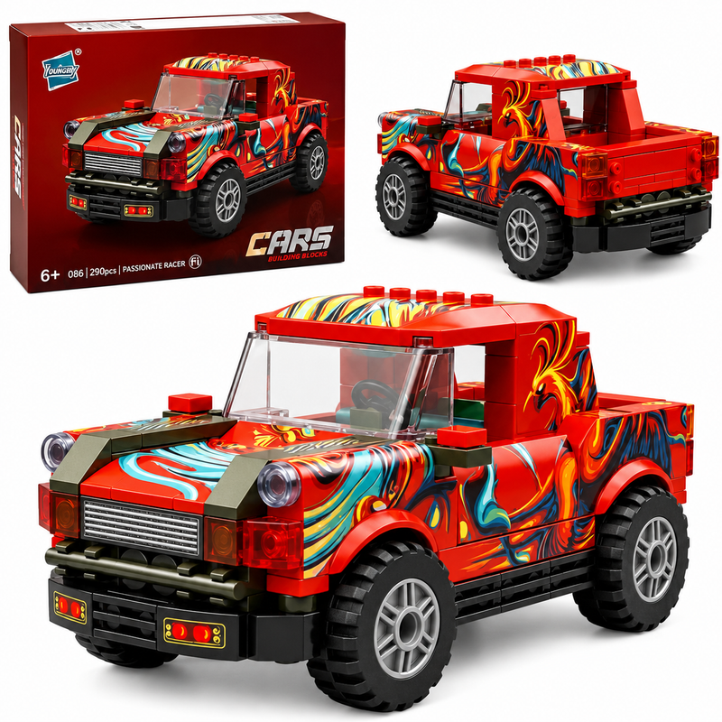 Klocki Auto Terenowe Pickup 4x4 290 el. Pchnij i Jedź 6+ Duży Zestaw