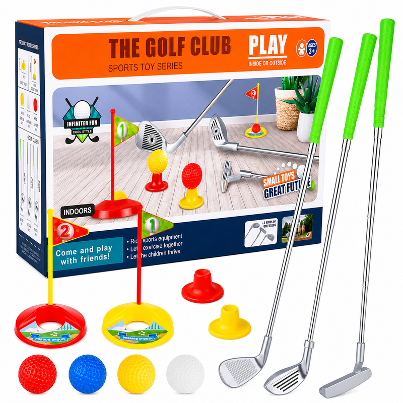 Mini Golf Zestaw dla Dzieci Trzy Kije Trzy Piłki Dwa Dołki