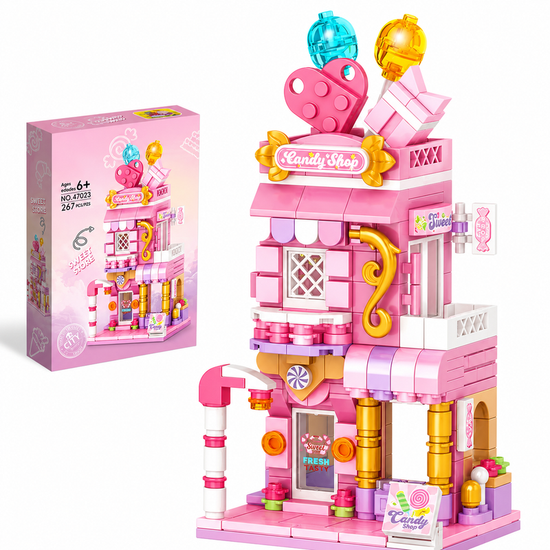Klocki konstrukcyjne Mini Candy Shop 267 el Sklep ze słodyczami 3D 65877 6+