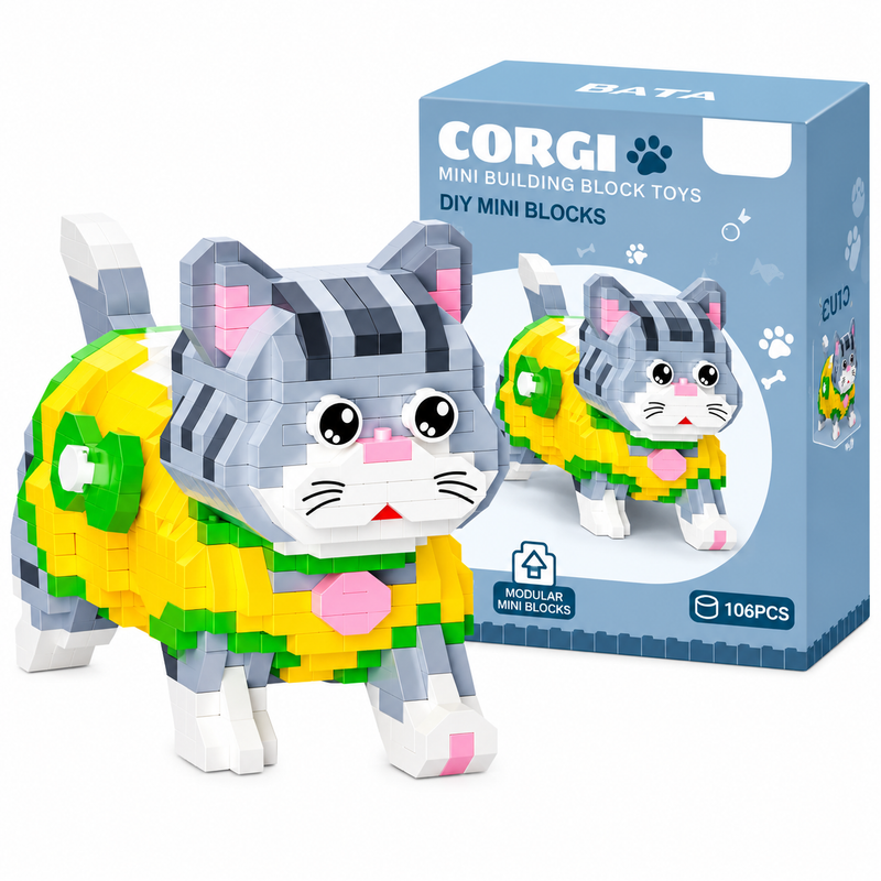 Klocki Mini Figurka KOT w Ubranku Prezent DIY 66292 Zestaw Kreatywny 3D Gra