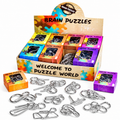 ZESTAW 24 METALOWYCH ŁAMIGŁÓWEK LOGICZNYCH BRAIN PUZZLES W EKSPOZYTORZE BOX