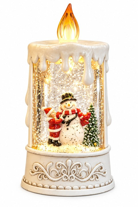 Świeca świąteczna LED 23,5 cm z muzyką i wirującym śniegiem USB / baterie