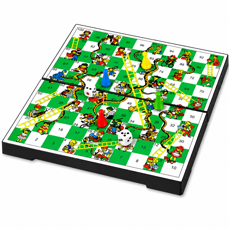 MAGNETIC SNAKES AND LADDERS TRAVEL BOARD GAME FOR CHILDREN AND THE WHOLE FAMILY