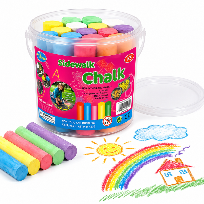 KREDA CHODNIKOWA 15 SZTUK DLA DZIECI KOLOROWA W WIADERKU PASTELOWA 12X11 CM