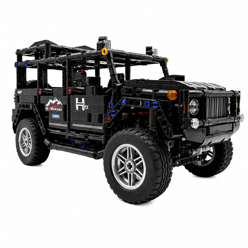 Klocki konstrukcyjne Samochód Terenowy 4x4 Czarny 1:14 Pull-Back – 909 elementów