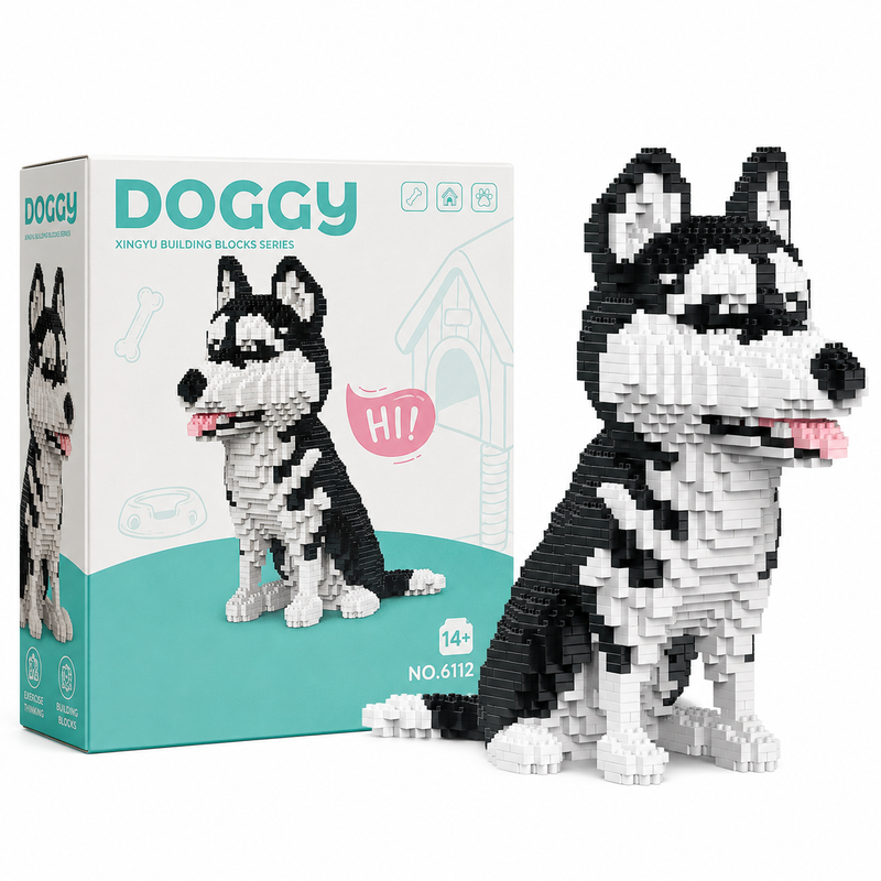 Klocki Konstrukcyjne Pies HUSKY Figurka 3D XXL Prezent 1900 elementów