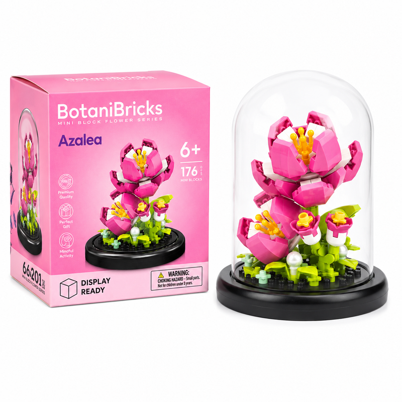 Klocki BotaniBricks Azalia różowa pod kloszem 176 el prezent dekoracja 6+