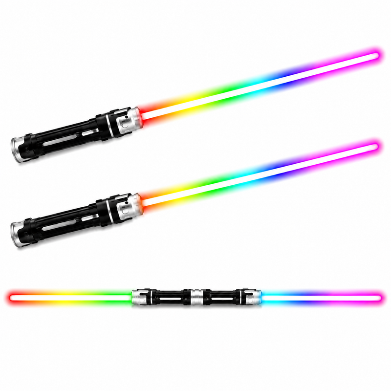 ZESTAW 2 MIECZY ŚWIETLNYCH LED 66 CM – ŁĄCZONE W JEDEN PODWÓJNY MIECZ