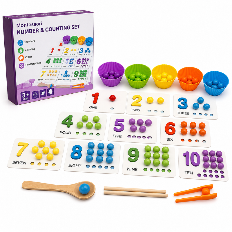 Zestaw Montessori Matematyka Nauka Liczenia Dodawania Drewniany 3+