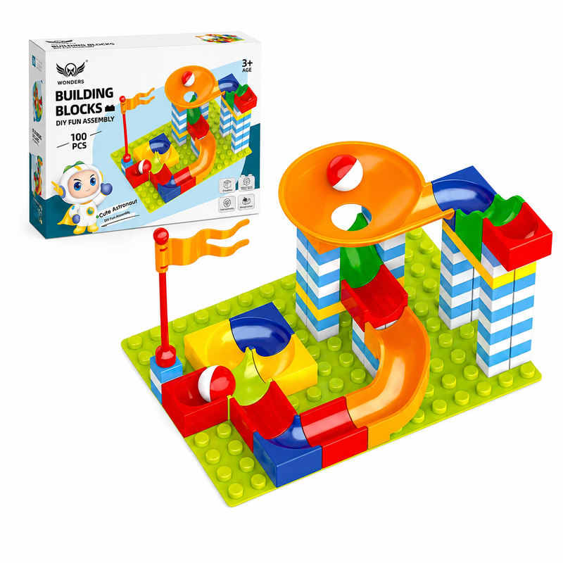KLOCKI TOR KULKOWY MARBLE RUN 100 EL KONSTRUKCYJNY DLA DZIECI 3+ MEGA