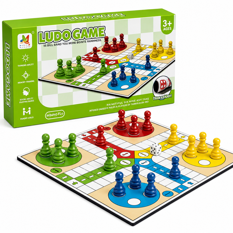 Gra Planszowa LUDO (Chińczyk) 2–4 graczy + 16 pionków i kostka | 3+