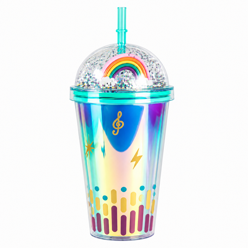 KUBEK ZE SŁONKĄ I POKRYWKĄ CHAMELEON 450ML TUMBLER RAINBOW XXL