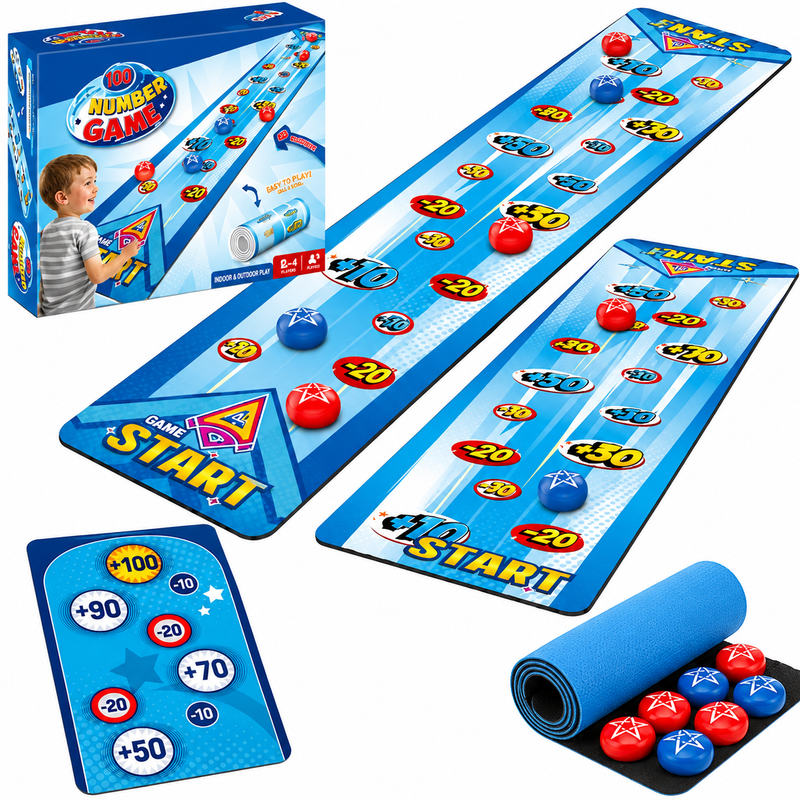 Gra zręcznościowa Number Game – mata do ślizgania 20x90cm, 6 krążków